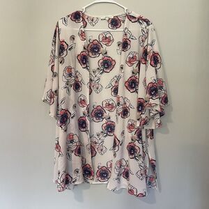 Andree by Unit Duster Kimono Cardigan Top Size L Open Floral‎ Watercolor Boho